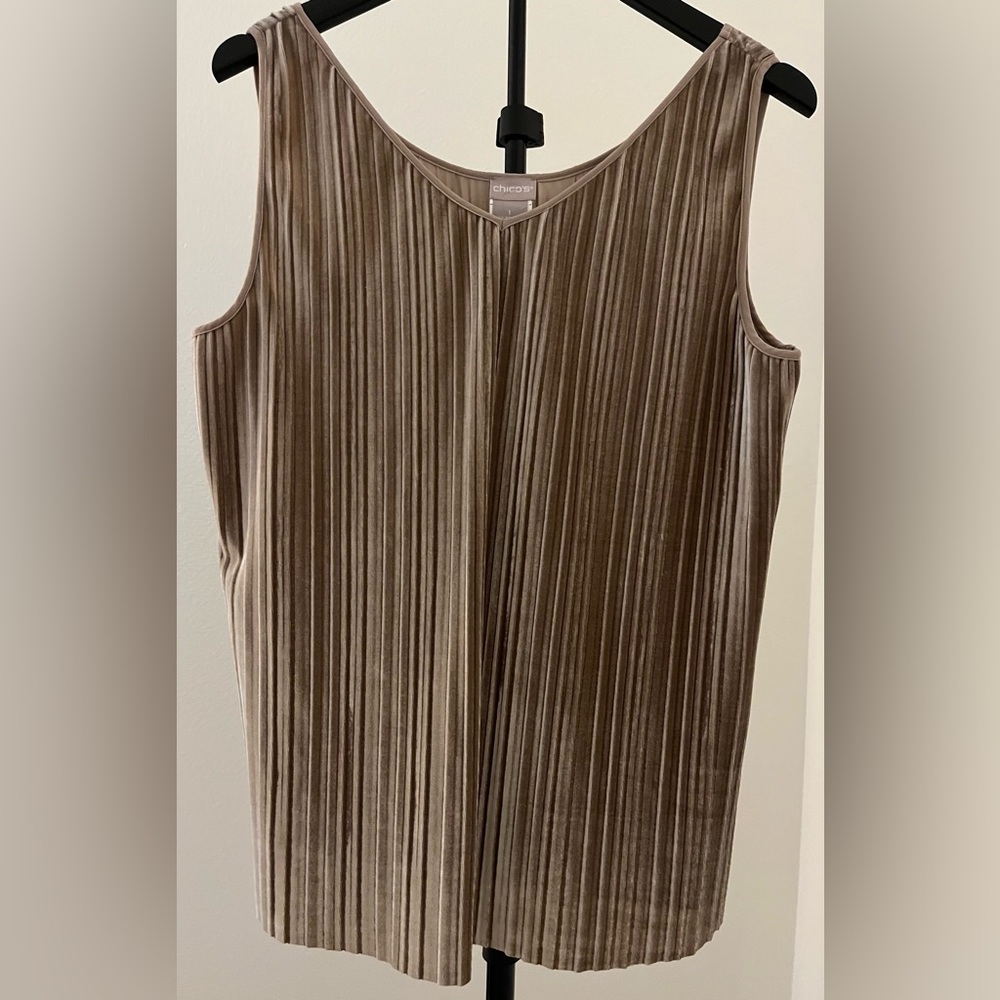 Chico's Golden Taupe Sleeveless Velvet Top (Chico's 1/US M)